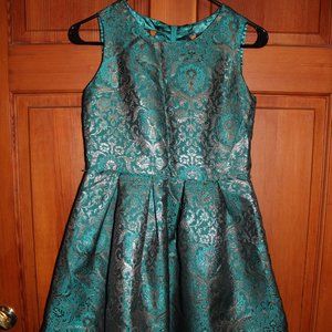 LN! Green/Teal & Gold Holiday Dress